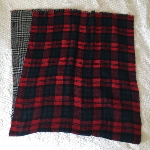 Zara Huge Two-Sided Soft Blanket Scarf Plaid Tartan Houndstooth - Picture 9 of 11